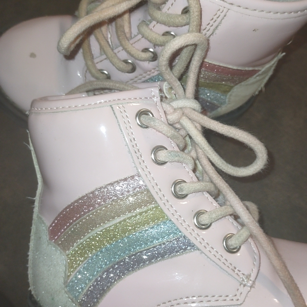 Kids Pastel Rainbow Lace-Up Boots